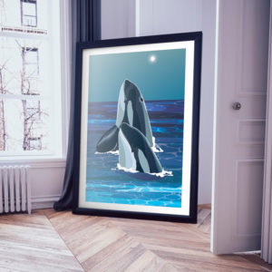 Orcas in Moonlight